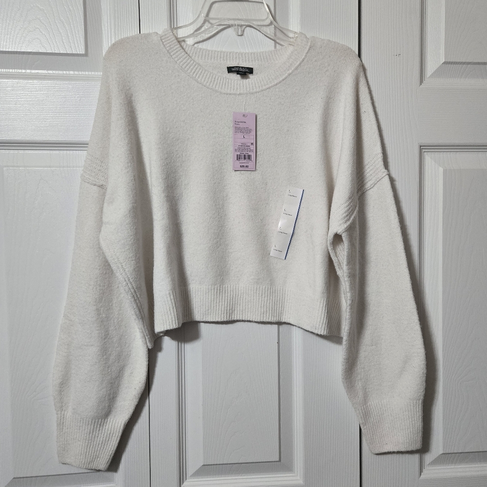 Ivory Crop Length Sweater, Large, Wild Fable, New With Tags